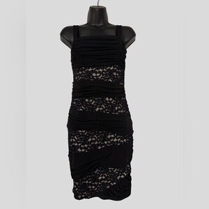 Valerie Bertinelli Black Lace Mini Dress